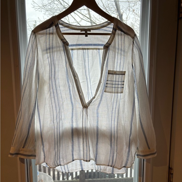 Joie casual beach vibes 100% cotton 3/4 sleeve shirt top Size L - Picture 2 of 9